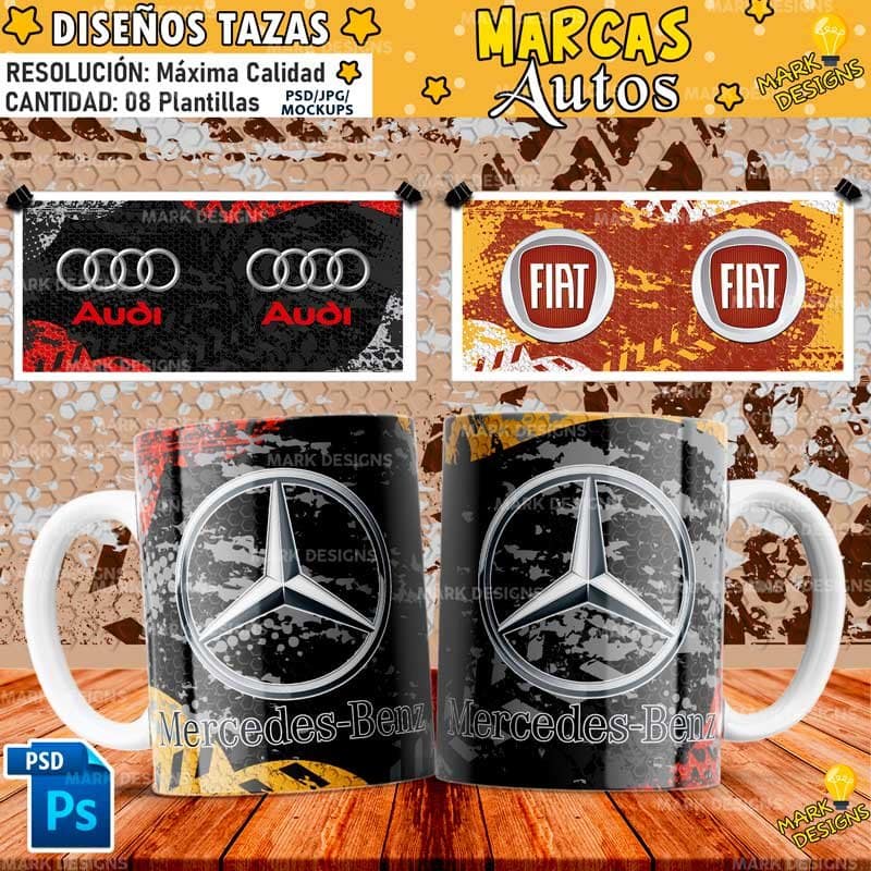 Marcas de Autos Tazas Plantillas
